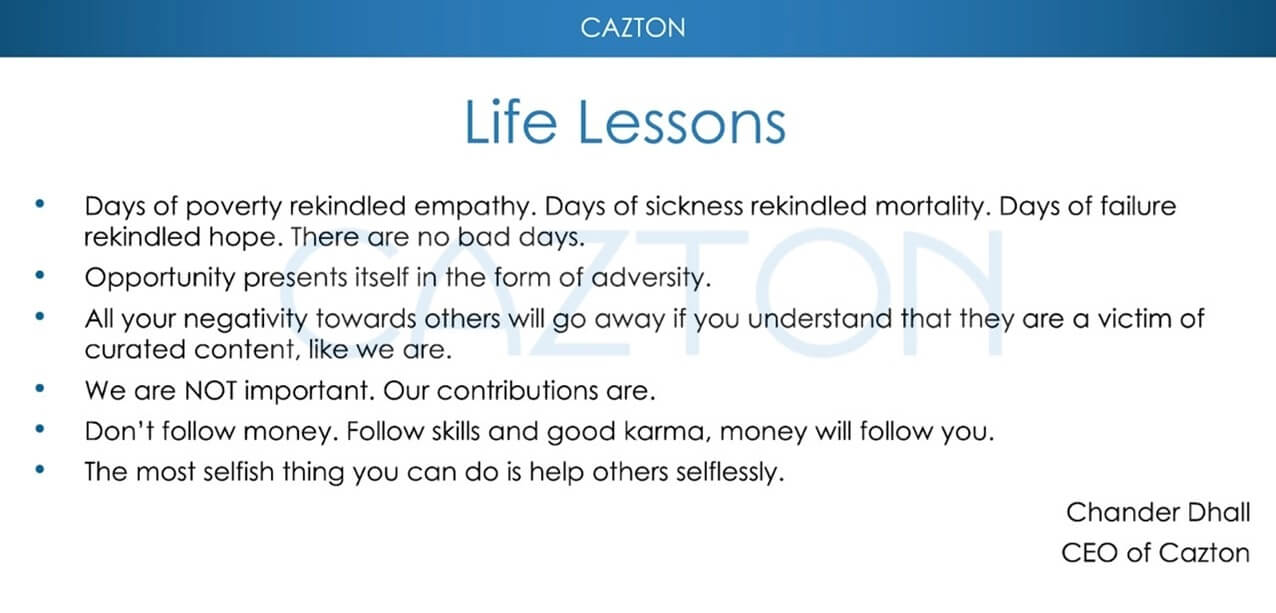 Chander Dhall - Life Lessons