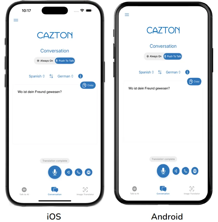 Push-to-Talk Feature - User interface showing the microphone activation button